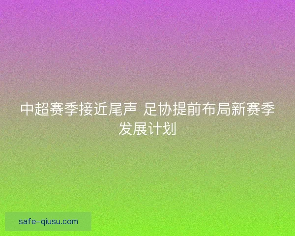 中超赛季接近尾声 足协提前布局新赛季发展计划